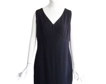 Vintage 80s EMANUEL Emanuel Ungaro Chic Minimalist LBD Black Cocktail Dress M