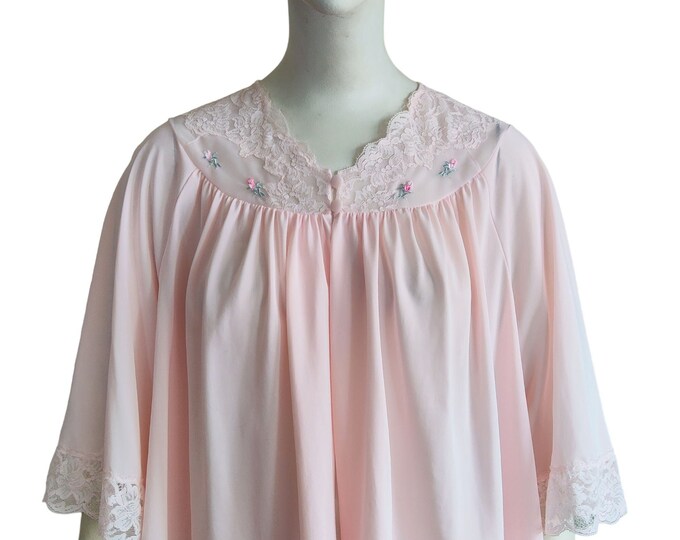 Vintage 70s SHADOWLINE Blush Pink W Sheer Lace & Roses Nylon - Etsy