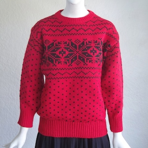 Vintage 80s BRAVO! Intarsia Zig Zag Snowflake Crew Neck Acrylic Ski Sweater S