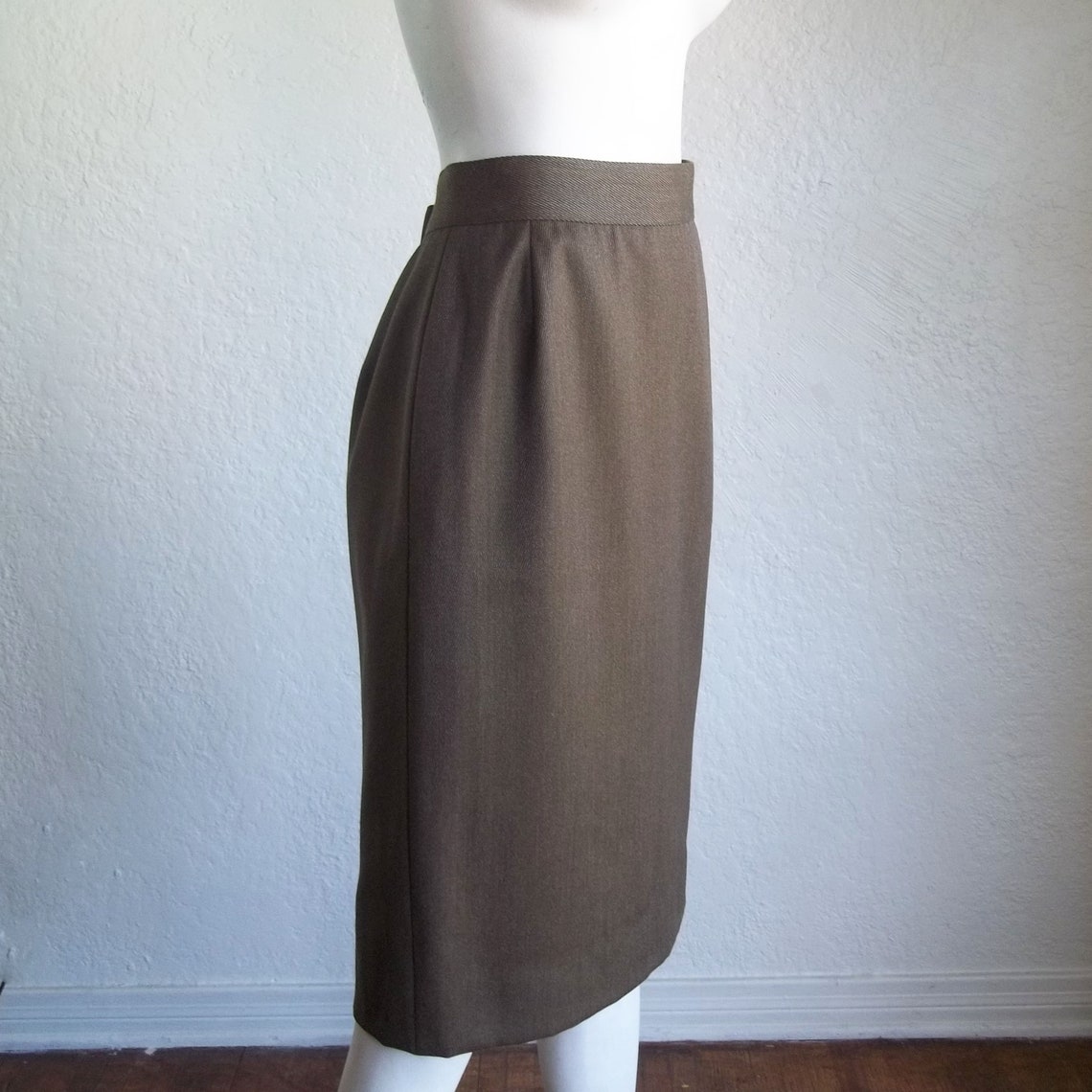 Vintage 80s GENNY Italy Secretary Wool Twill Pencil Skirt US12 | Etsy