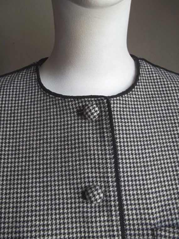 Vintage 70s 80s SASSON Houndstooth Check Black Br… - image 3