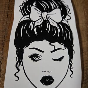 Sticker Femme Clin D'œil Personnalisé - Adhésif Kawaii, Décoration Vintage, Cadeau Unique, Écriture Personnalisée & Autocollants Mignons