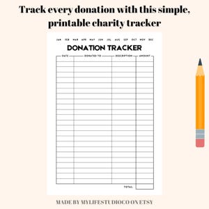 Donation Tracker Printable, Charity Tracker, Donation Log, Giving Tracker, Donation Journal, Donation Record, Nonprofit Tracker