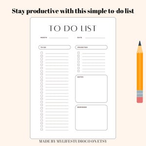 To-Do List Printable | Daily Task Planner | Productivity Organizer | Task Tracker | Digital To-Do List | Instant Download | PDF Planner