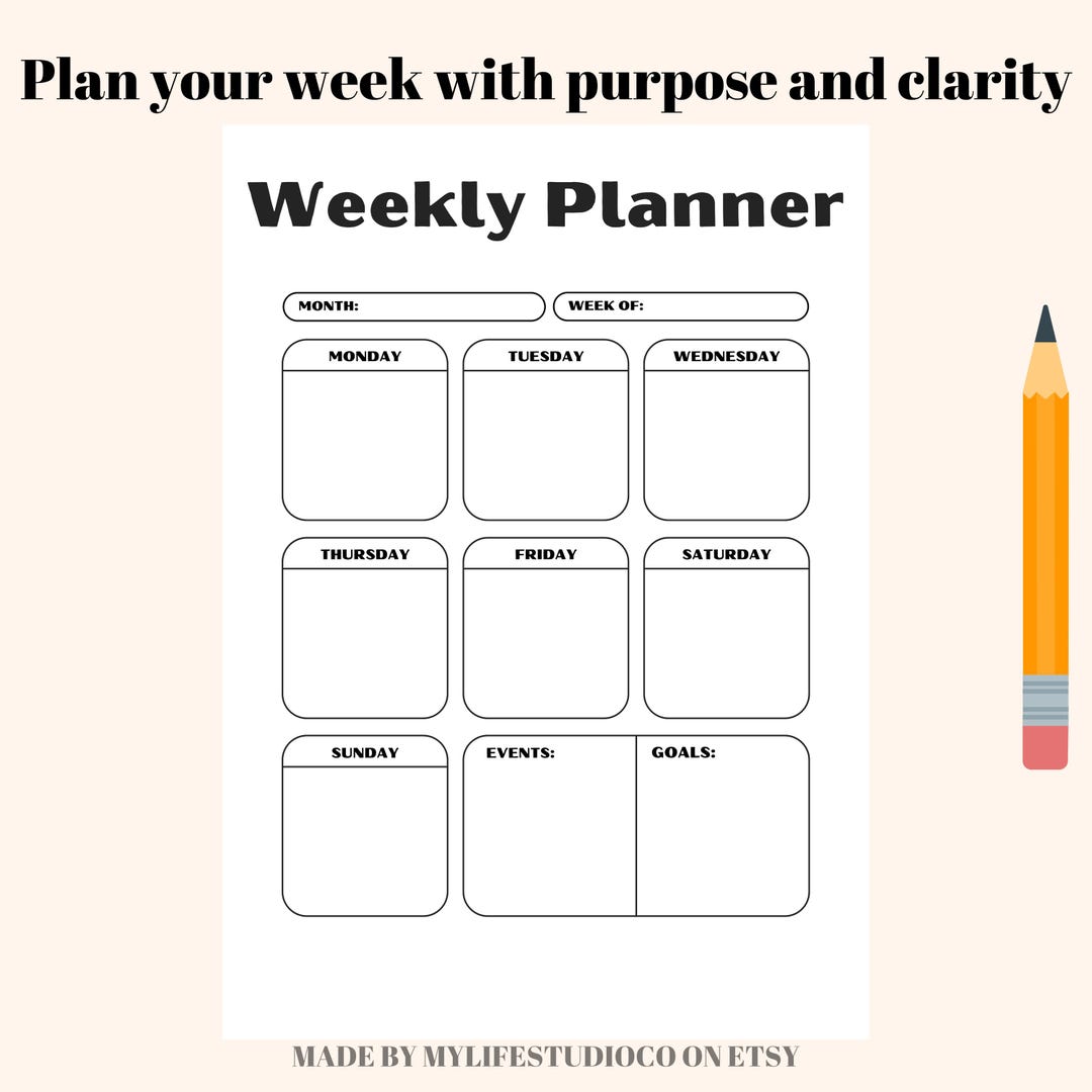 Weekly Planner | Weekly Schedule Organizer | Time Management Tool ...