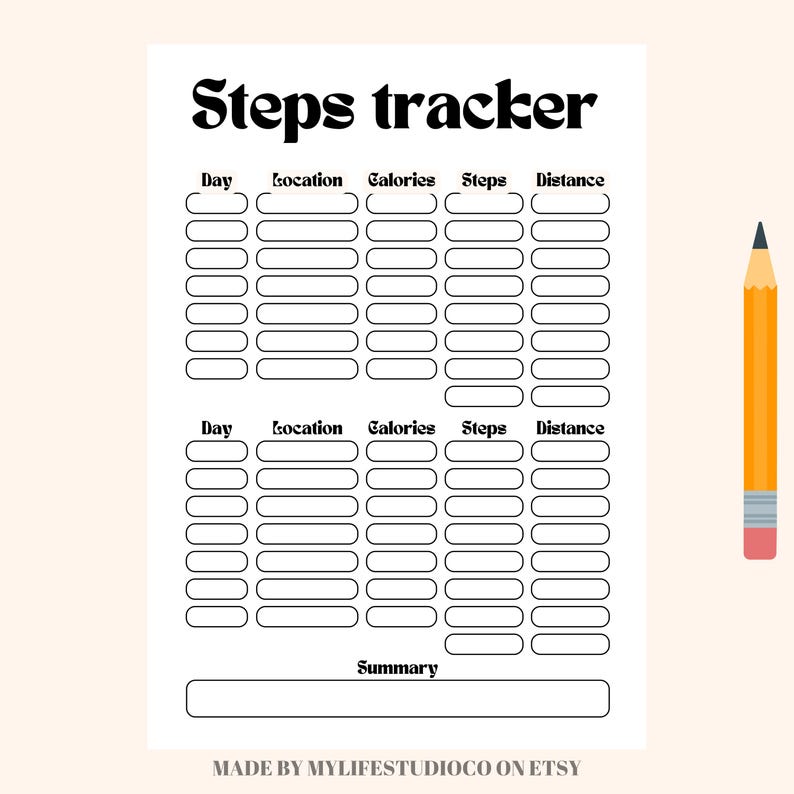 Steps Tracker | Daily Step Log | Fitness Tracker | Walking Goal Planner ...
