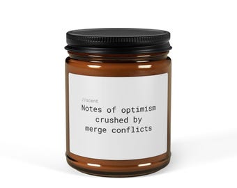 Funny Programmer Candle, Tech-Inspired Gift for Coders, Developers, Software Engineers, IT Professionals - mergeConflicts;Light Mode