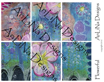 Flowerful Printable Art Journal Cards, 3x4, Digital Download