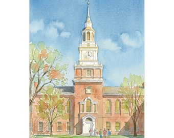 Dartmouth College Watercolor Card – Blank Greeting for Graduation, College Acceptance, or Special Occasions