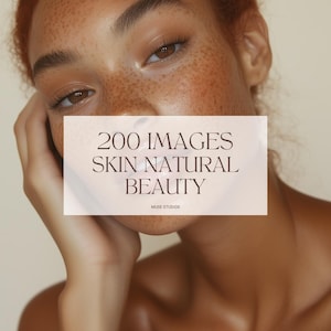 May include: Close-up of a person's face with freckles, showing natural skin beauty. The image is captioned "200 IMAGES SKIN NATURAL BEAUTY MUSE STUDIOS".