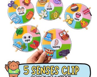 5 Senses Clip Sorting Wheel Printable, Five Senses Activity for Kids, Preschool Kindergarten Science Sorting Game PDF
