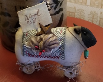 SHEEP, of WOOL, (small, handmade Primitive-Folk Art)