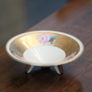 Antique Rare Ceramic Candy Dish by Noritake, Floral Footed Plate Snack Bowl Organizer, made in Japan, 1920s