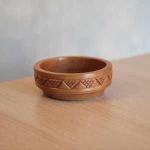 Vintage Hand Carved Wood Bowl, Salad Fruit Snack Bowl, Small Storage Jewellery Ring