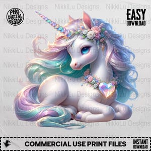 Cute Unicorn Clipart PNG, Unicorn Sublimation Design for Kids, Unicorn T-Shirt Sublimation File, Digital Download