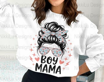 ボーイママPNG、ママライフのメッシーバン昇華Tシャツデザイン、母性デジタルダウンロードグラフィック