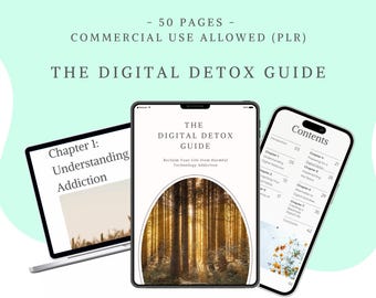 De digitale detoxgids, herstel je leven van technologieverslaving • Mindfulness, dopaminedetox, loskoppelen • Canva PLR • Gidsen en eBooks