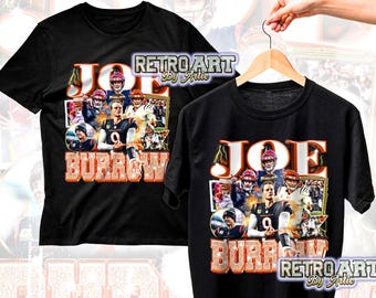 Camiseta de manga corta retro con gráfico de los años 90 de Joe Burrow, edición limitada de Cincinnati, estilo bootleg vintage