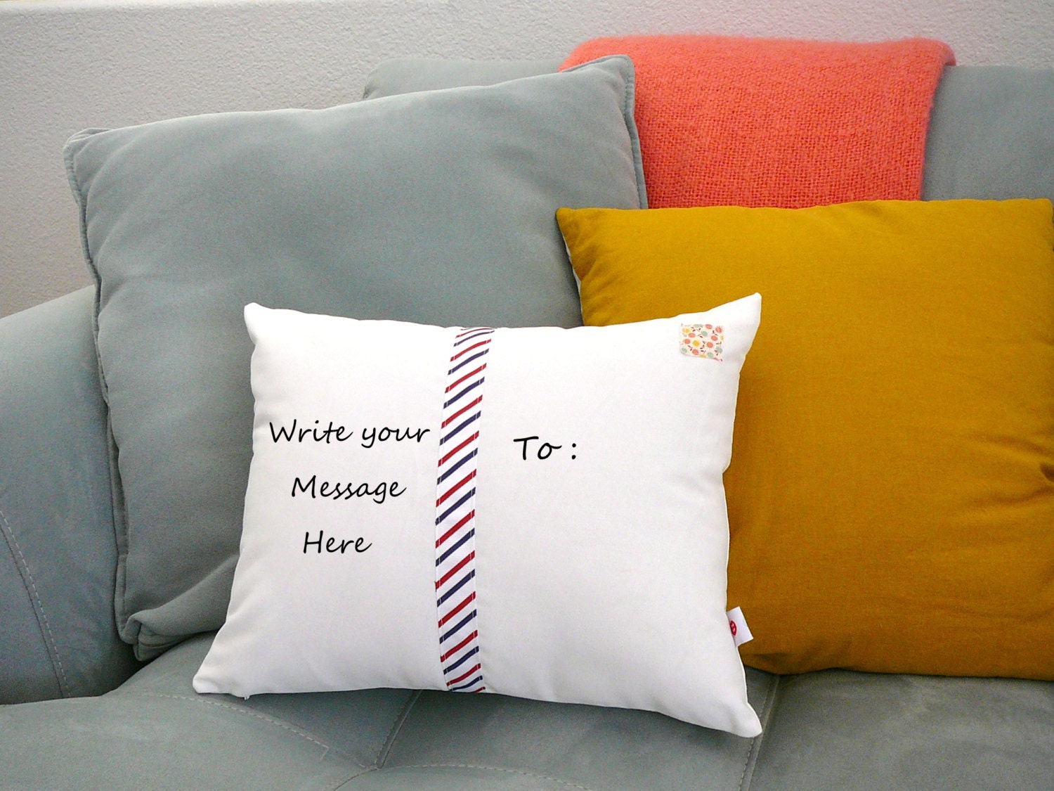 Personalize A Postcard Pillow You Write On It Diy Etsy