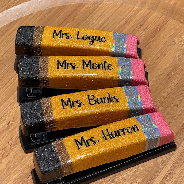 Agrafeuse à crayons, agrafeuse à paillettes, agrafeuses pour professeur, agrafeuses à crayons, cadeau pour enseignant, cadeau de rentrée des classes, accessoire de bureau pour enseignant, cadeau