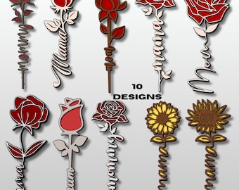 Rosa de dos capas cortada a láser (archivo SVG) / Archivos vectoriales para el Día de la Madre / Arte de girasol cortado a láser (SVG) para el Día de la Madre / Regalo para mamá / Descarga digital