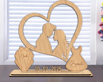 Regalo personalizado para pareja / Soporte de madera personalizado / Regalo de San Valentín / Regalo cortado con láser / Soporte de boda personalizado / Letrero de pareja / Regalo de aniversario