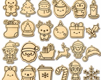 24 Cute Christmas Toy SVG Bundle| Kawaii Xmas Laser Cut Toy Design| Tree SVG| Reindeer, Santa Paintable| Christmas Dxf PNG| Digital Download