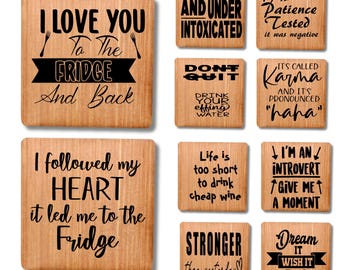 Conjunto de 50 diseños de imanes SVG sarcásticos / Descarga de archivos digitales - Glowforge / Imán láser para refrigerador de escritorio divertido, sarcástico, tonto y motivacional