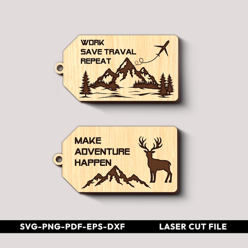 Adventures Keychain SVG Bundle: Engraved Wooden Keyring Designs ...