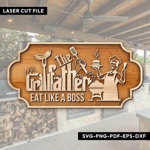 File di taglio laser SVG / File di taglio laser della segnaletica Grillfather / File di taglio laser della griglia del papà / Uomo, mito leggenda SVG / Download digitale /