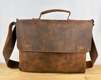 Leather Laptop Messenger Bag | Business Briefcase