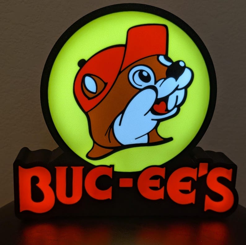 Gas Station Beaver LED Lightbox - 3D Printed Night Light / Desk Lamp image 1