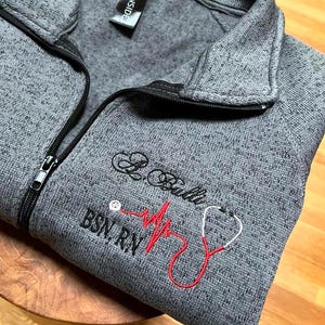 Personalized Medical Fleece Jacket: Custom Embroidered Name, Nurse Gift image 1