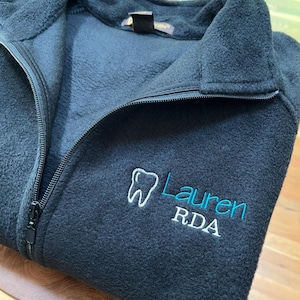 Embroidered Dental Fleece Jacket - Personalized Name and Credentials Fulls Zip Jacket - Custom Dental Office Team Uniform Matching Jackets