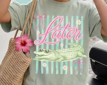 Comfort Colors Later Gator Shirt - See You Later Alligator Tshirt - Trendy T-shirt - Crocodile Graphic Funny Quote Beach Summer Tee