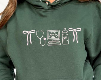 Embroidered Sonographer Ultrasound Icons Sweatshirt or Hoodie - Medical Professional - Medical Office Sweatshirt or Hoodie