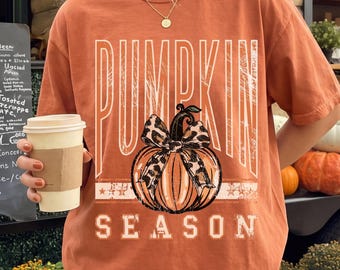 Comfort Colors Pumpkin Season Shirt - Retro Fall Vibes T-Shirt - Boho Fall Tee - Fall Quote and Pumpkin Trendy Shirt