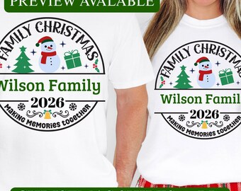 Family Christmas Shirt - Custom Matching Name Holiday Shirt - Family Xmas Pjs - Santa Hat Personalized Letter Shirt - Christmas Family Tee