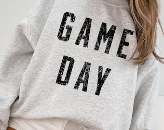 Game Day Sweatshirt, Tailgating Crewneck Pullover, Cozy Sports Fan Boho Fall Sweatshirt, Cute Football Tailgate Outfit, Distressed Graphic