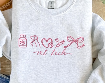 Embroidered Veterinarian Icons Sweatshirt - Vet Doctor Sweatshirt - Vet Tech Sweatshirt - Veterinarian Hospital Sweatshirt - Gift for a Vet