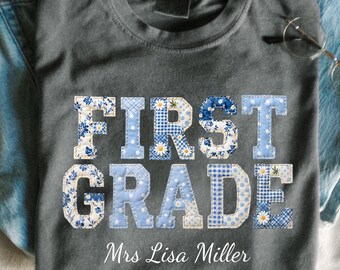 Teacher Gift Personalized Name Comfort Colors Shirt - Put Your Grade and Teachers Name Custom Quality Back to School - Teacher Appreciation