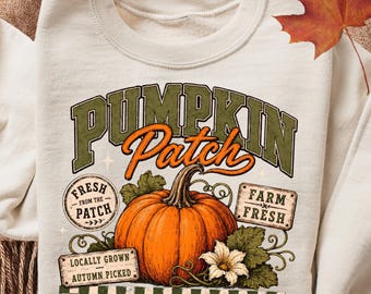 Retro Fall Pumpkin Patch Sweatshirt - Fall Vibes Farm Fresh Locally Grown Pumpkins - Trendy Autumn Sweatshirt - Boho Fall Sweatshirt