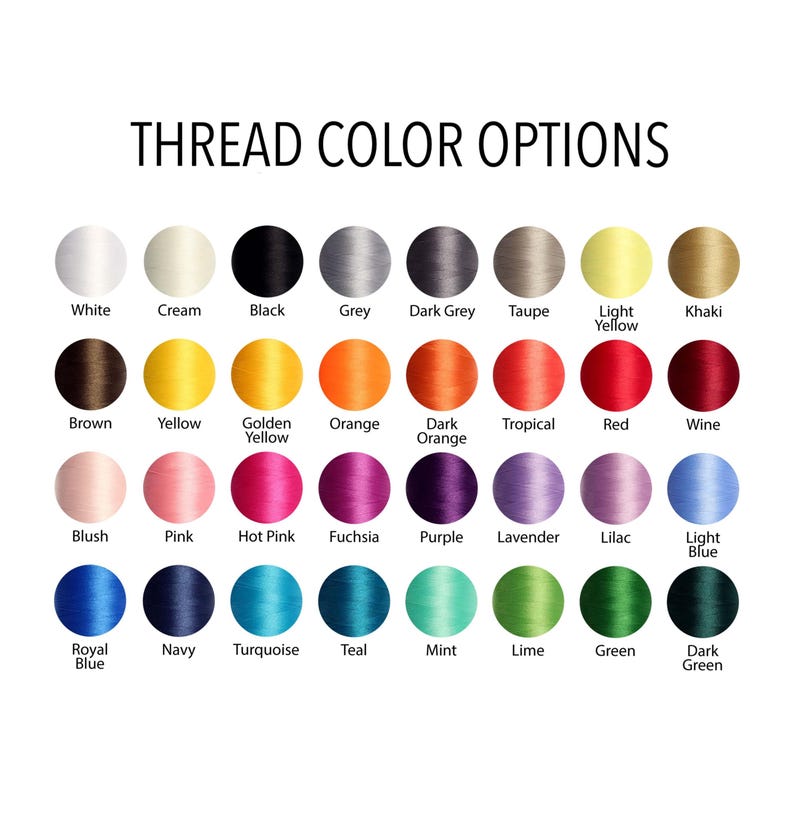Puede incluir: Una carta de colores que muestra las opciones de color del hilo. La carta incluye una variedad de colores, como blanco, negro, gris, amarillo, naranja, rojo, rosa, morado, azul y verde. Cada color est&aacute; etiquetado con su nombre.