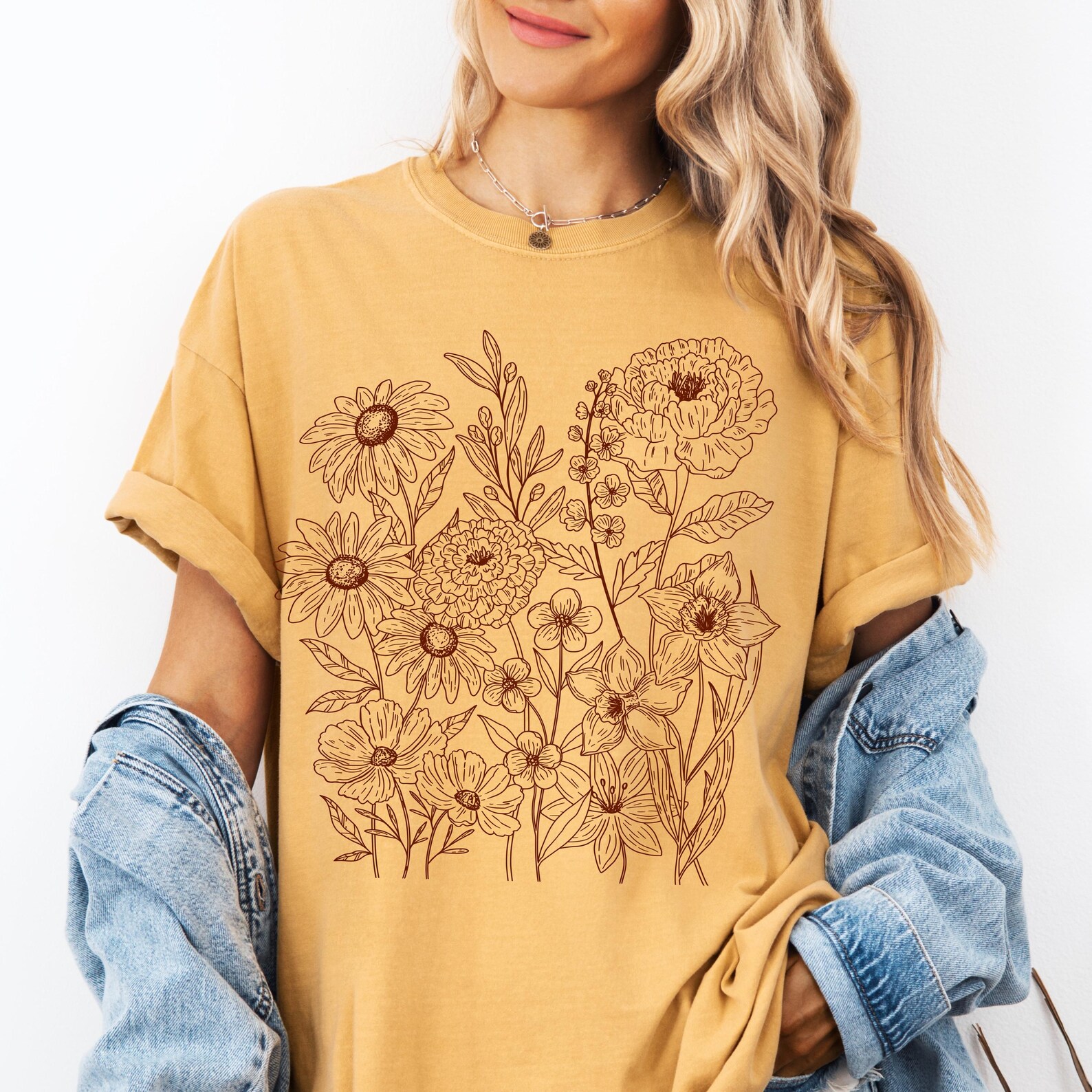 Retro Wildflower Comfort Colors Shirt: Boho Floral Tee - Etsy