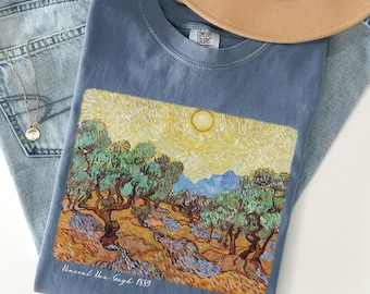 Comfort Colors® Van Gogh Nature Shirt - Vintage Painting Graphic Tee - Olive Trees Famous Painting T-Shirt - Floral Art Lover Gift - Artsy