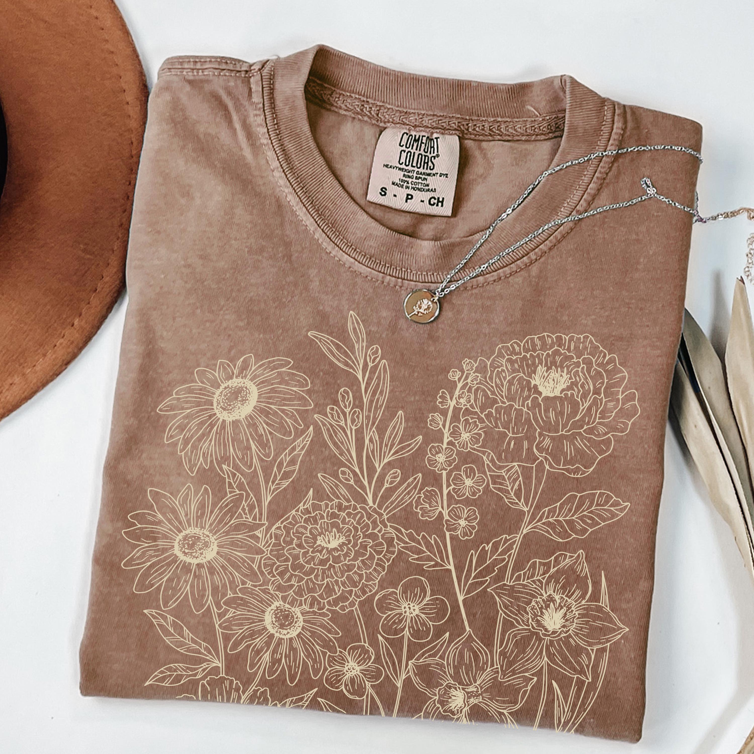 Retro Wildflower Comfort Colors Shirt: Boho Floral Tee - Etsy