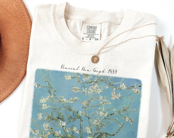 Comfort Colors Van Gogh Shirt -  Almond Blossom Famous Painting Tshirt Art Lover T-Shirt - Flower T-shirt Floral Nature Gift for Artsy
