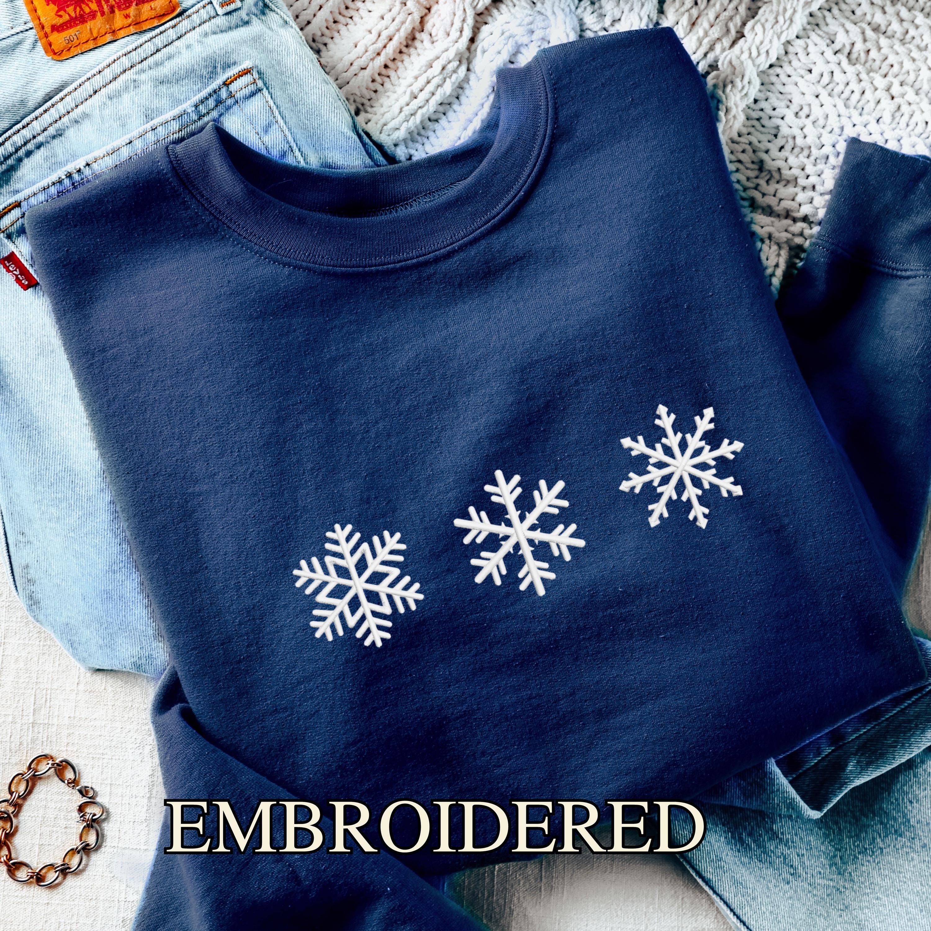 Snowflake Clothes Snowflakes SWEATSHIRT Embroidered 3 Mini Snowflakes - Cozy Winter ...