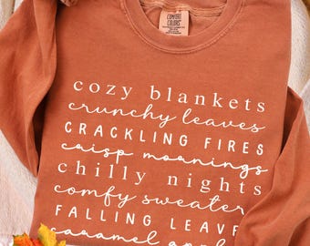 Comfort Colors LONG SLEEVE Fall Definition Shirt - Retro Fall Vibes Shirt - Fall Quote Shirt - Fall Description Tshirt - Minimalist Cozy Tee