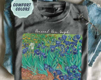 Comfort Colors Van Gogh Shirt - Irises Art T-Shirt - Van Gogh Floral T-Shirt - Art Lover Appreciation Tee - Nature Shirt - Gift for Her